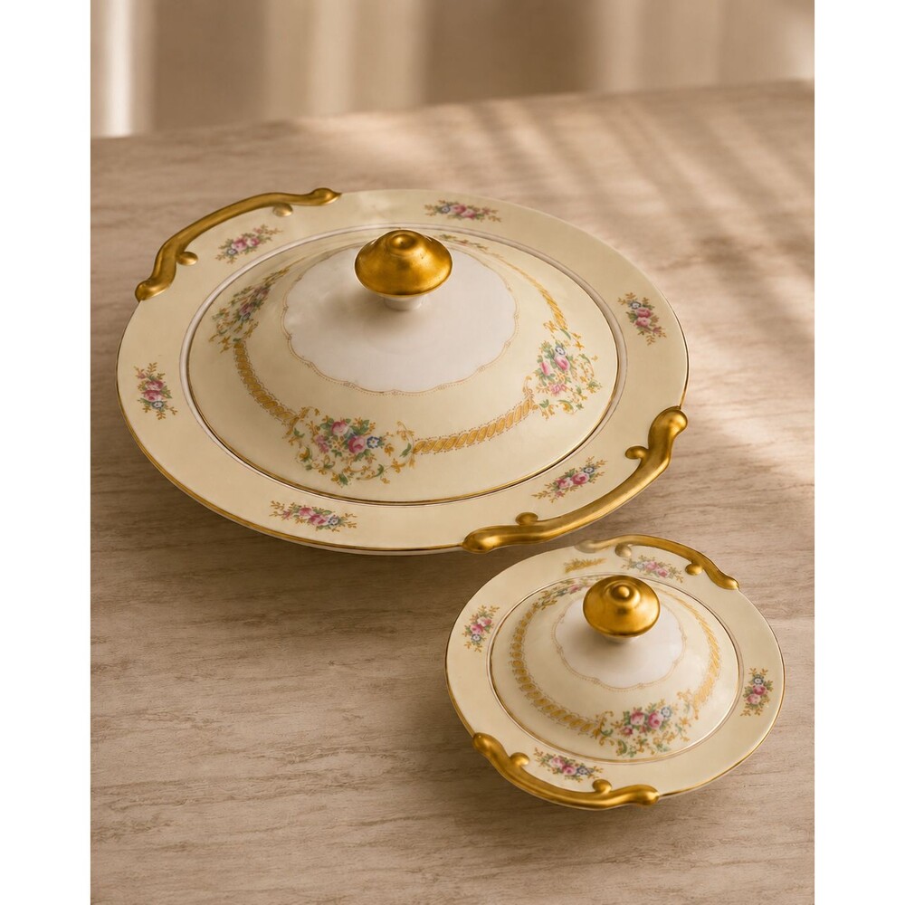 Vintage Meito China Made in Japan Hand Painted Floral Covered serving dishes